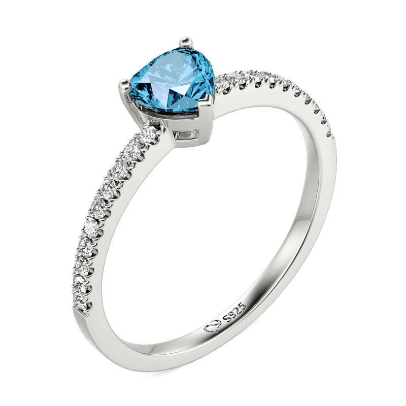 Jeulia Anillo de Compromiso Corazón Simple Personalizado con Argolla de Eternidad