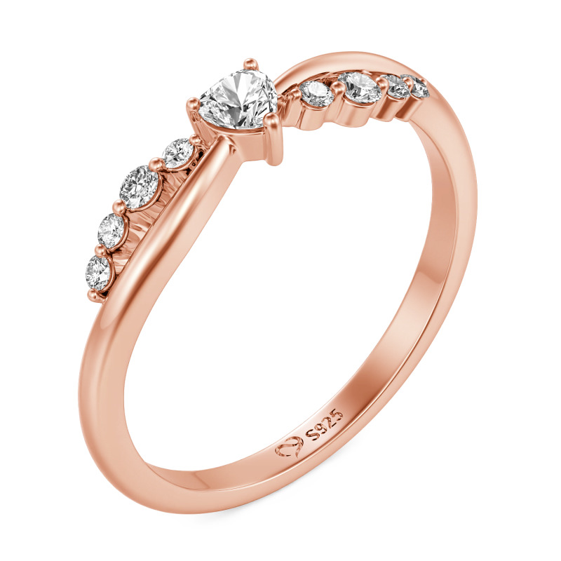 Jeulia Gepersonaliseerde Twist Hart Trouwring