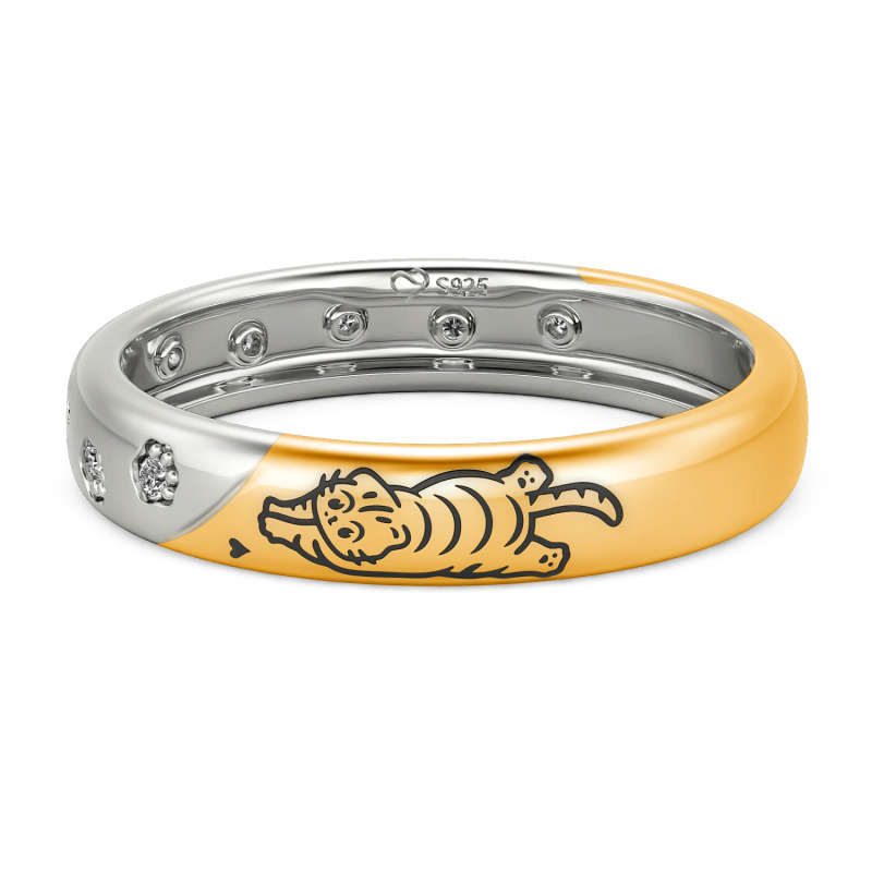 Jeulia Anillo de Gato y Huella de Pata Personalizado para Hombres
