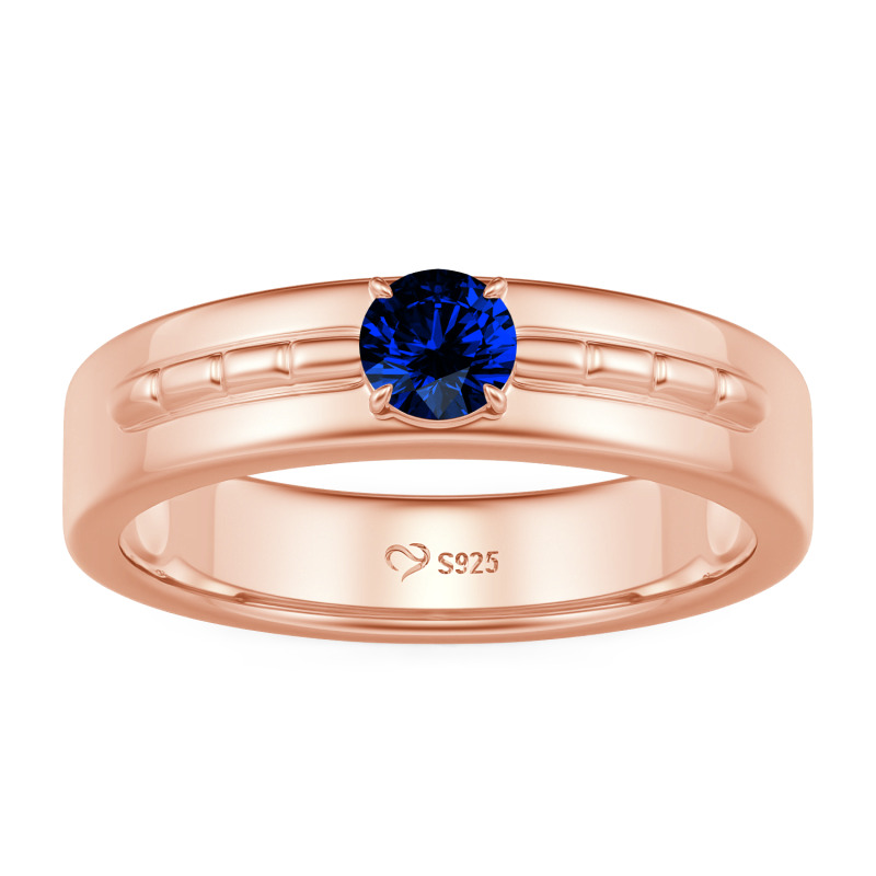 Jeulia Anillo de Compromiso Solitario Inspirado en Bambú Personalizado para Hombre