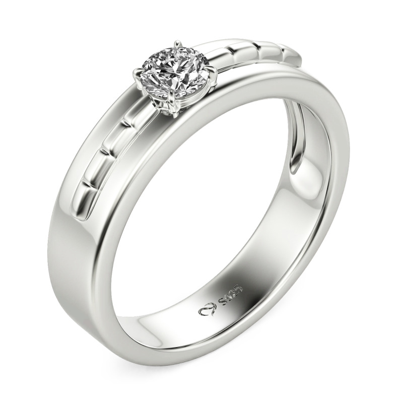 Jeulia Custom Bamboo Inspired Solitaire Engagement Ring for Men