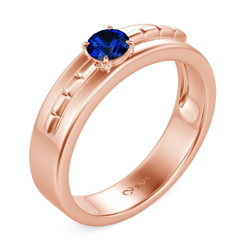 Jeulia Anillo de Compromiso Solitario Inspirado en Bambú Personalizado para Hombre