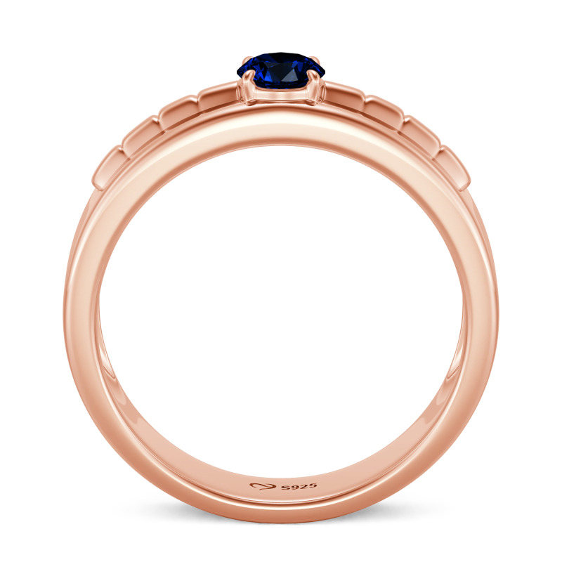 Jeulia Anillo de Compromiso Solitario Inspirado en Bambú Personalizado para Hombre