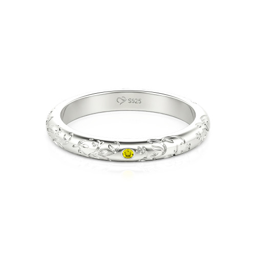 Jeulia Custom Women's Vine Engraved Wedding Band 10K/14K/18K Gold Platinum