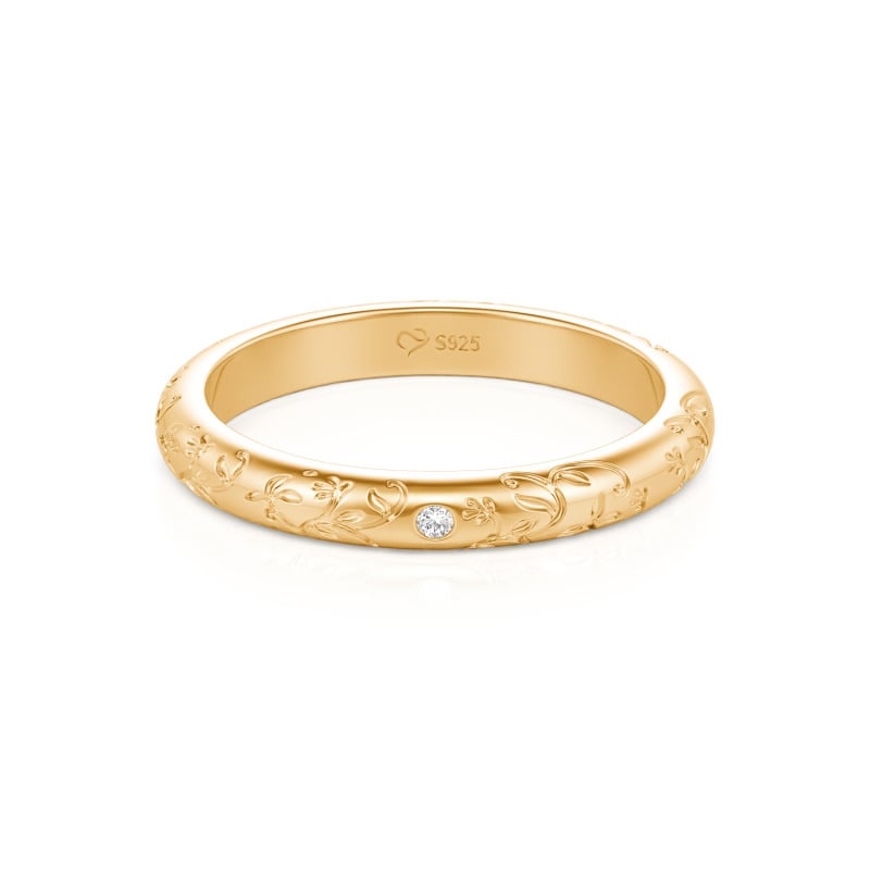 Jeulia Custom Women's Vine Engraved Wedding Band 10K/14K/18K Gold Platinum
