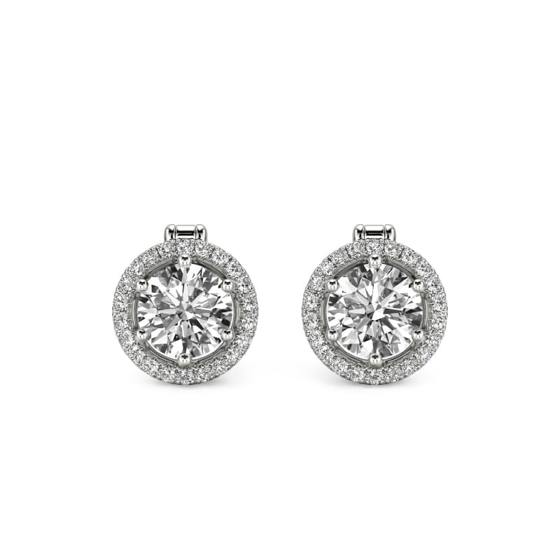 Jeulia Custom Dual Wear Round Cut Halo Earrings Sterling Silver