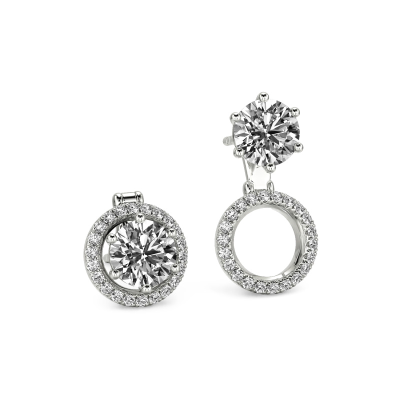 Jeulia Custom Dual Wear Round Cut Halo Earrings Sterling Silver