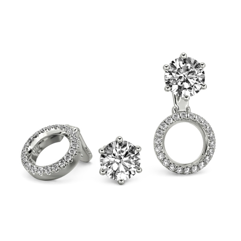 Jeulia Custom Dual Wear Round Cut Halo Earrings Sterling Silver