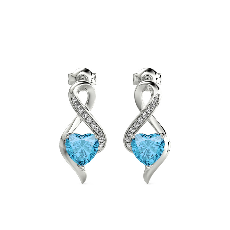Jeulia Custom Twist Heart Earrings Sterling Silver