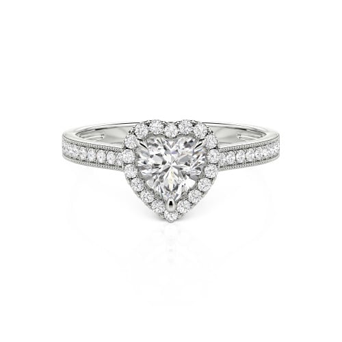 Jeulia Halo Heart Cut Sterling Silver Ring