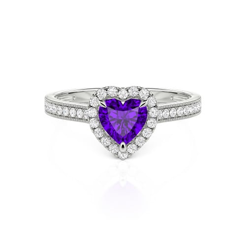Jeulia Halo Heart Cut Sterling Silver Ring
