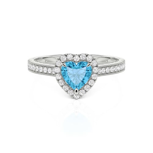 Jeulia Halo Heart Cut Sterling Silver Ring