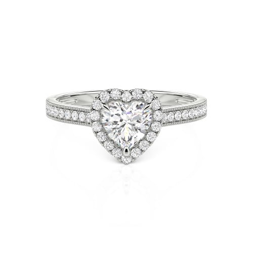 Jeulia Halo Heart Cut Sterling Silver Ring