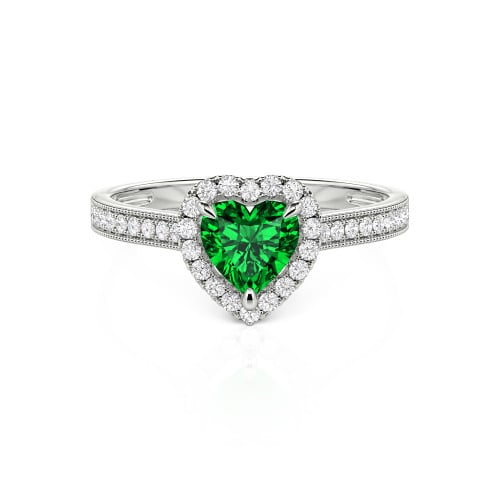 Jeulia Halo Heart Cut Sterling Silver Ring
