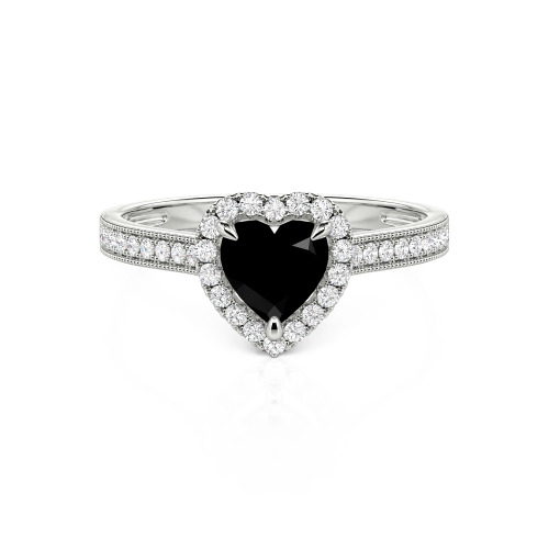 Jeulia Halo Heart Cut Sterling Silver Ring