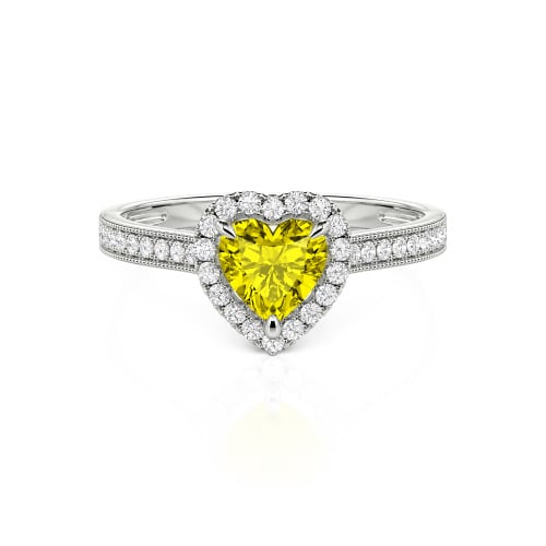 Jeulia Halo Heart Cut Sterling Silver Ring