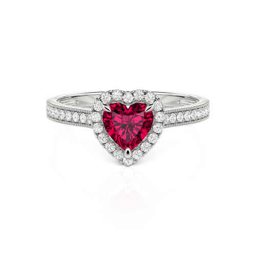 Jeulia Halo Heart Cut Sterling Silver Ring