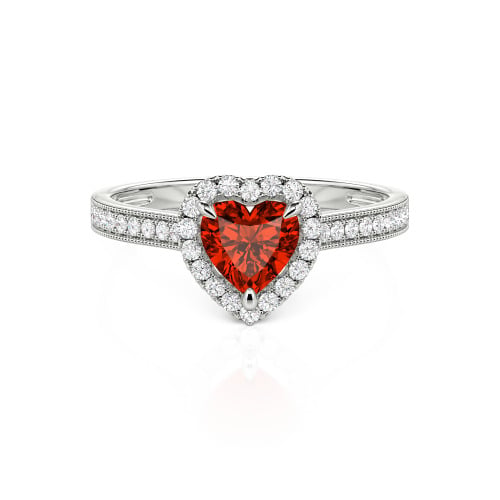 Jeulia Halo Heart Cut Sterling Silver Ring