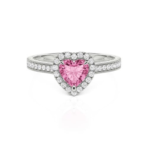 Jeulia Halo Heart Cut Sterling Silver Ring