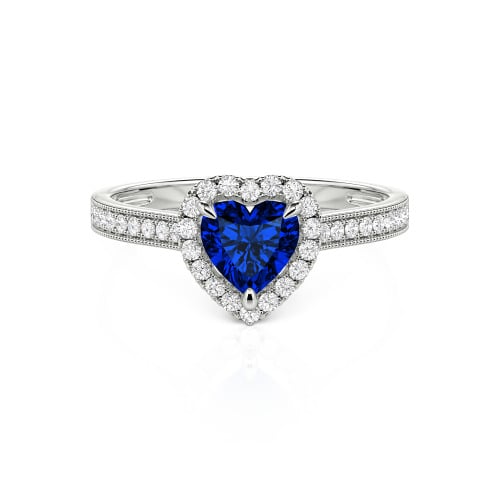 Jeulia Halo Heart Cut Sterling Silver Ring