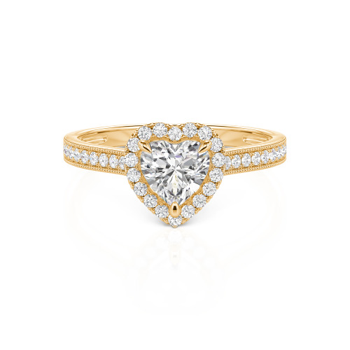 Jeulia Halo Heart Cut Sterling Silver Ring
