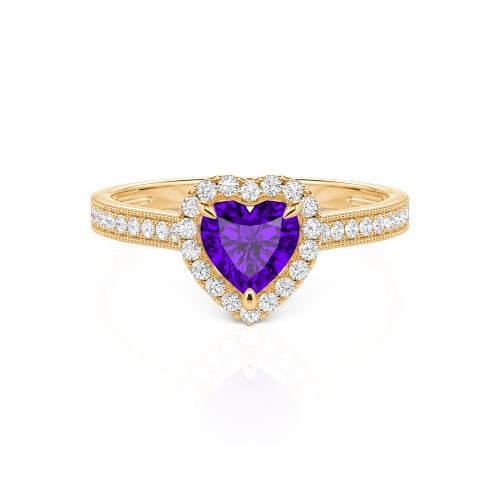 Jeulia Halo Heart Cut Sterling Silver Ring