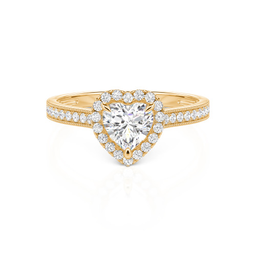 Jeulia Halo Heart Cut Sterling Silver Ring