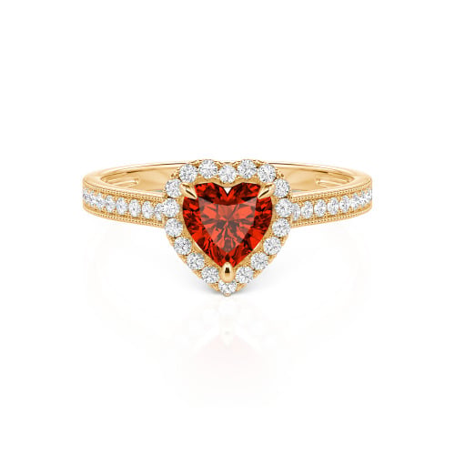 Jeulia Halo Heart Cut Sterling Silver Ring