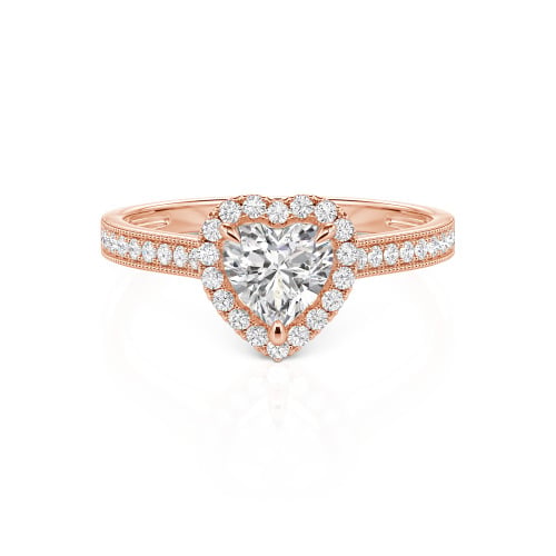 Jeulia Halo Heart Cut Sterling Silver Ring