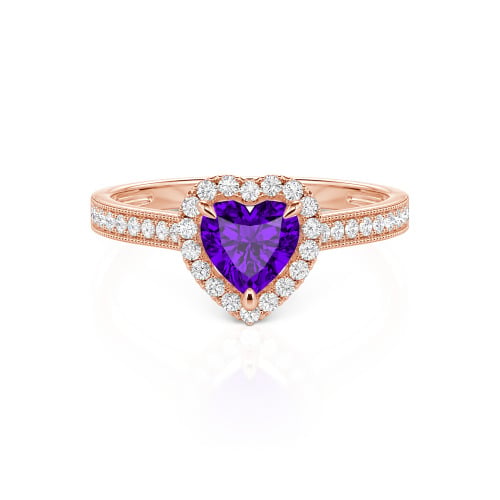Jeulia Halo Heart Cut Sterling Silver Ring