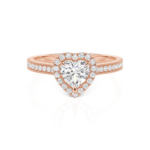 Jeulia Halo Heart Cut Sterling Silver Ring