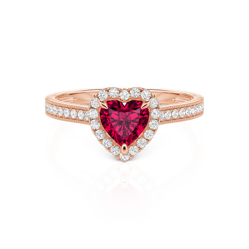 Jeulia Halo Heart Cut Sterling Silver Ring