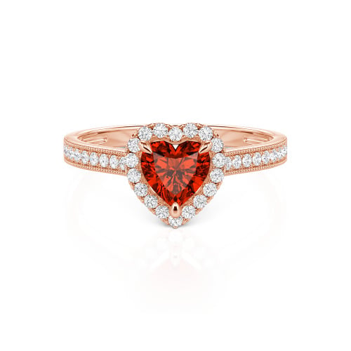 Jeulia Halo Heart Cut Sterling Silver Ring