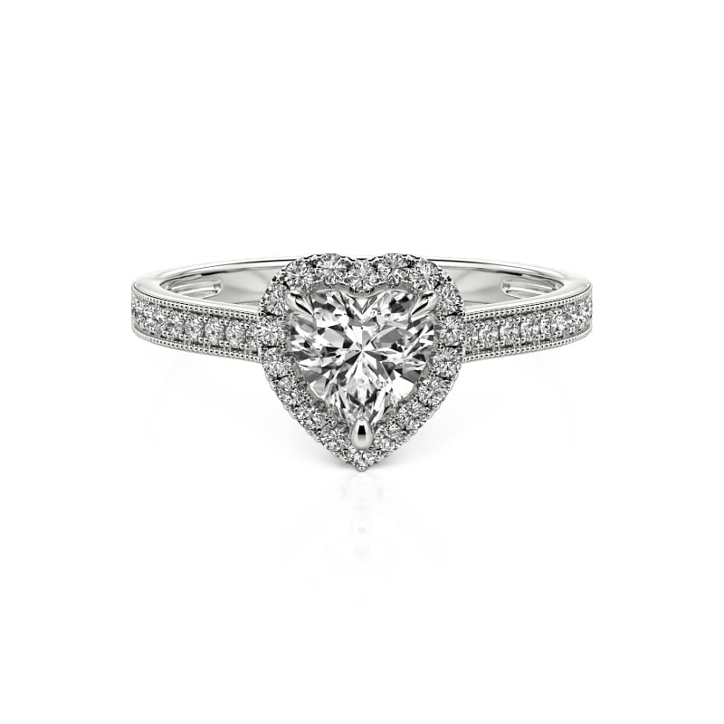 Jeulia Sterling Silber Ring mit Halo Herzschliff