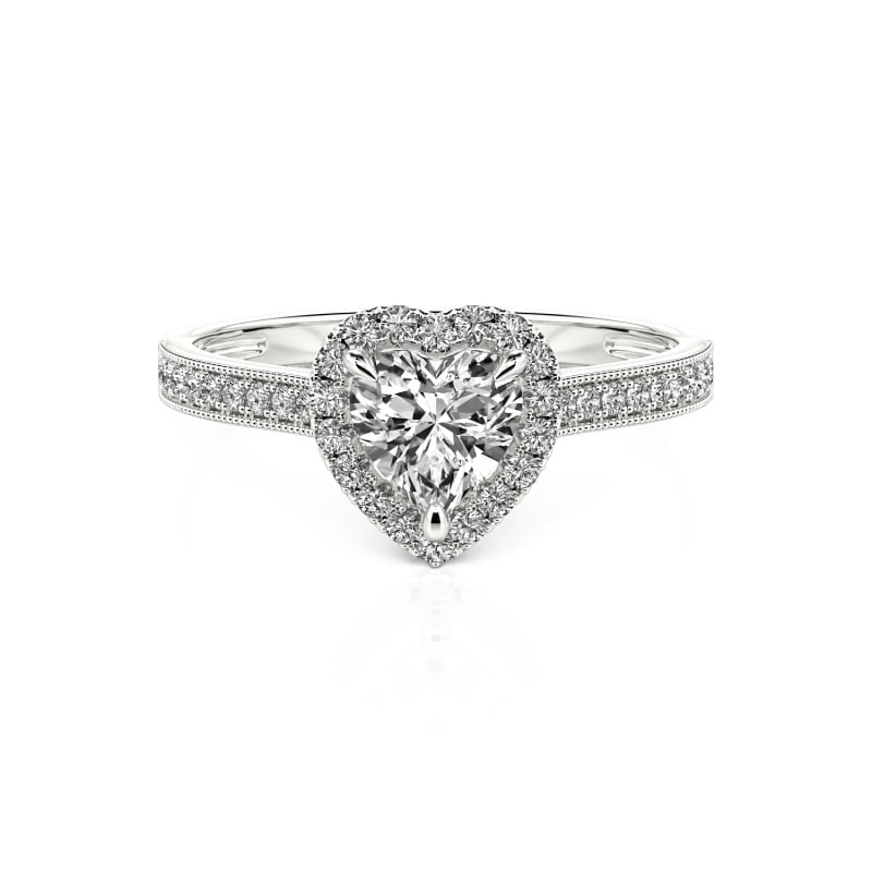 Jeulia Verlobungsring Gold 750/585/416 Platinum Frau Halo Moissanite Herz Schnitt Personalisierter Schmuck