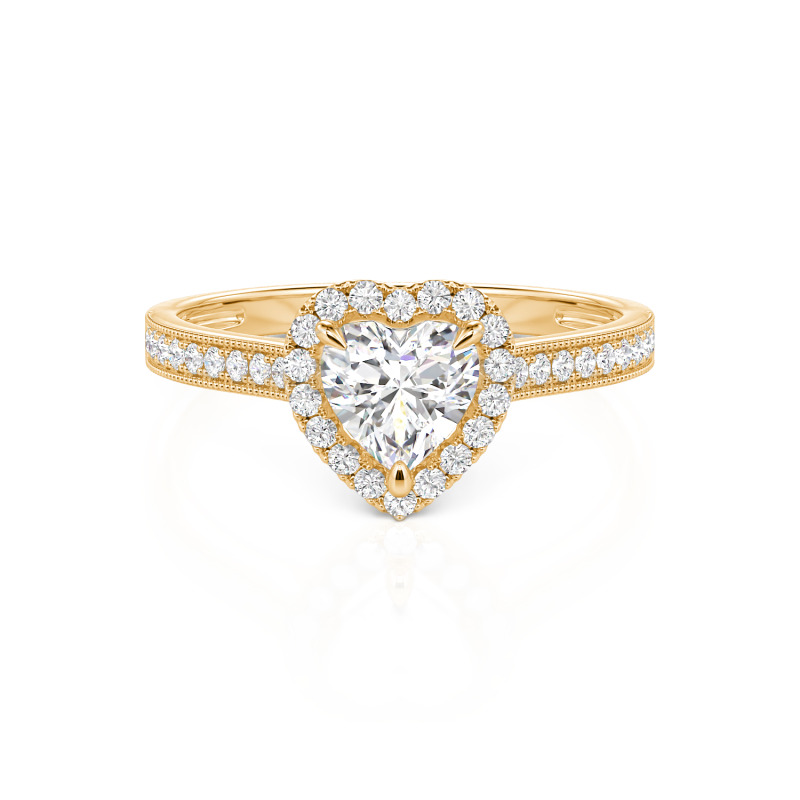 Jeulia 10K/14K/18K Gold Platinum Halo Heart Cut Ring