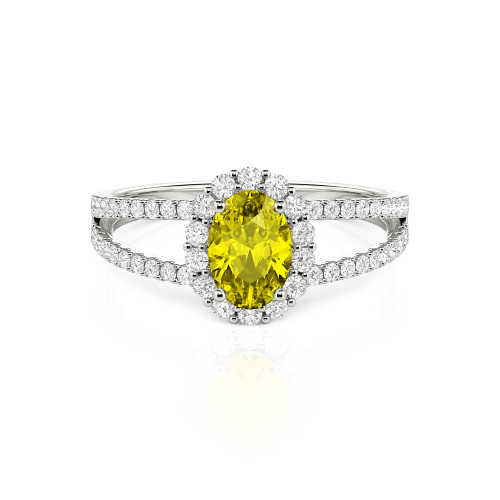 Jeulia Split Shank Halo Oval Cut Sterling Silver Ring