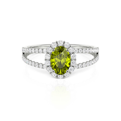 Jeulia Split Shank Halo Oval Cut Sterling Silver Ring