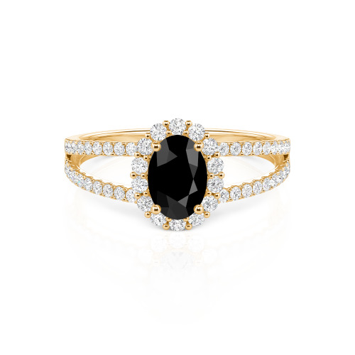 Jeulia Split Shank Halo Oval Cut Sterling Silver Ring