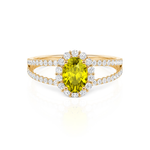 Jeulia Split Shank Halo Oval Cut Sterling Silver Ring