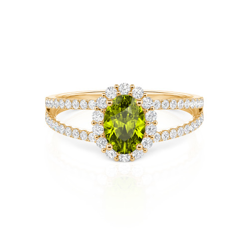 Jeulia Split Shank Halo Oval Cut Sterling Silver Ring
