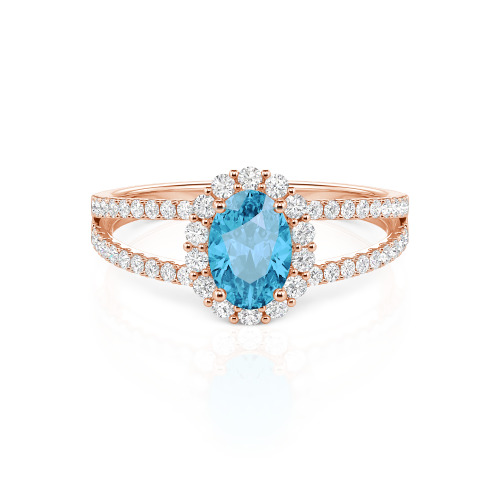 Jeulia Split Shank Halo Oval Cut Sterling Silver Ring