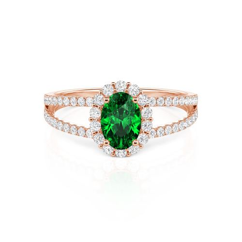 Jeulia Split Shank Halo Oval Cut Sterling Silver Ring