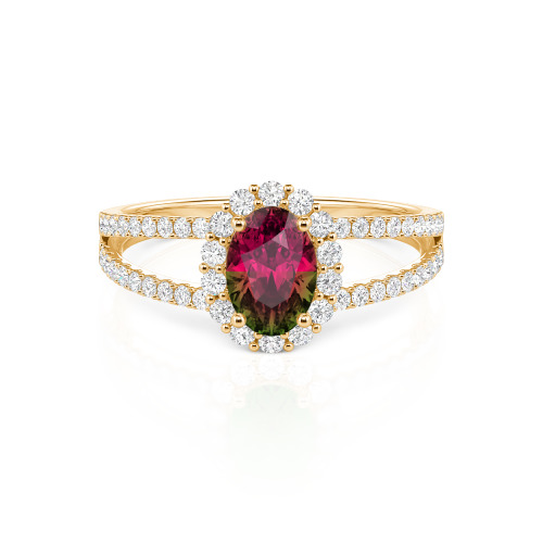 Jeulia Split Shank Halo Oval Cut Ring