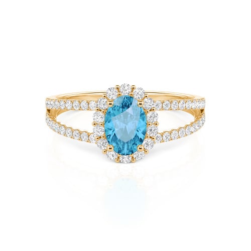 Jeulia Split Shank Halo Oval Cut Ring