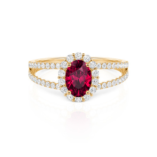Jeulia Split Shank Halo Oval Cut Ring