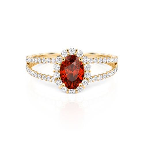 Jeulia Split Shank Halo Oval Cut Ring