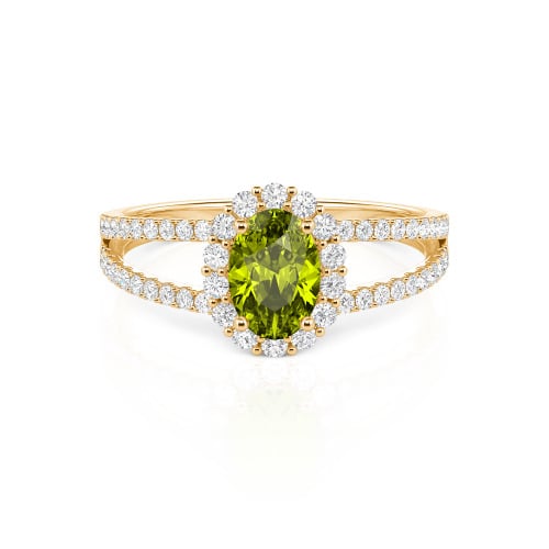 Jeulia Split Shank Halo Oval Cut Ring