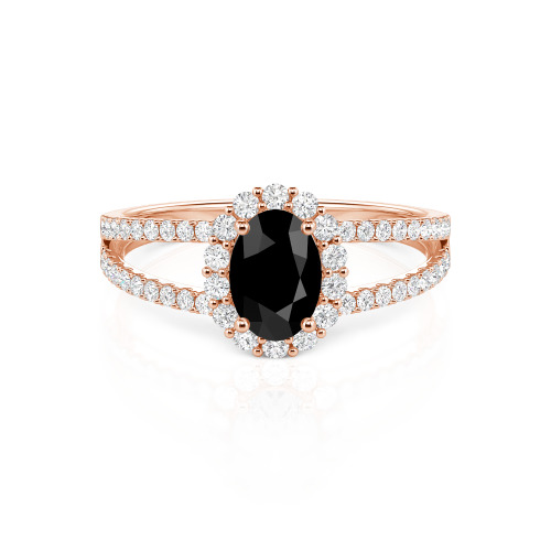 Jeulia Split Shank Halo Oval Cut Ring