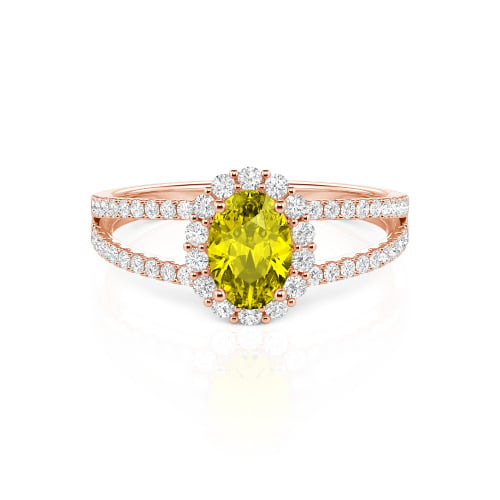 Jeulia Split Shank Halo Oval Cut Ring